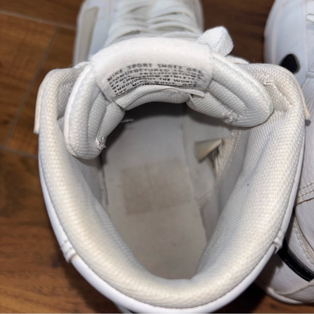 Nike White High-Top Sneakers with Black Swoosh and Beige Accents - Picture 6 of 7